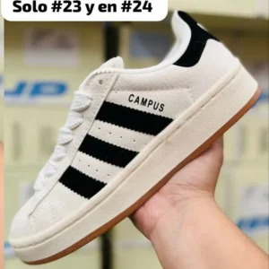 Tenis Adidas Campus Bad Bunny blancos con negro calidad espejo