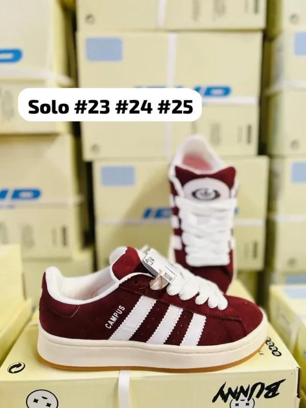 Tenis Adidas Campus Bad Bunny rojos con blanco calidad espejo