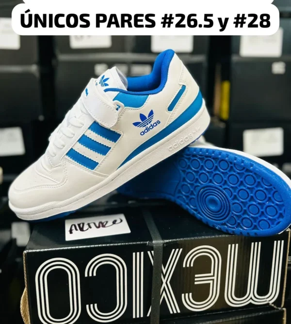 Tenis Adidas Forum blancos con azul marino calidad premium