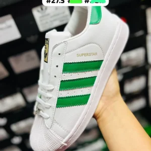 Tenis Adidas Superstar blancos con verde calidad premium