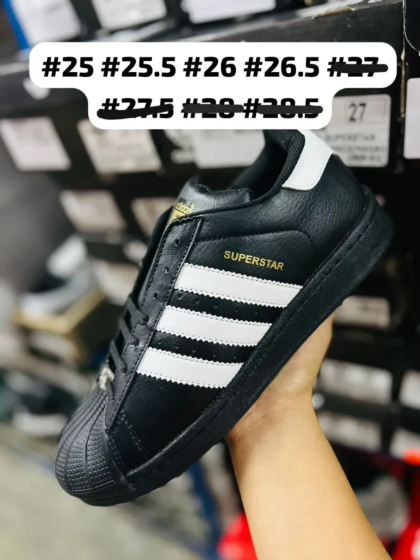 Tenis Adidas Superstar negros con blanco calidad premium