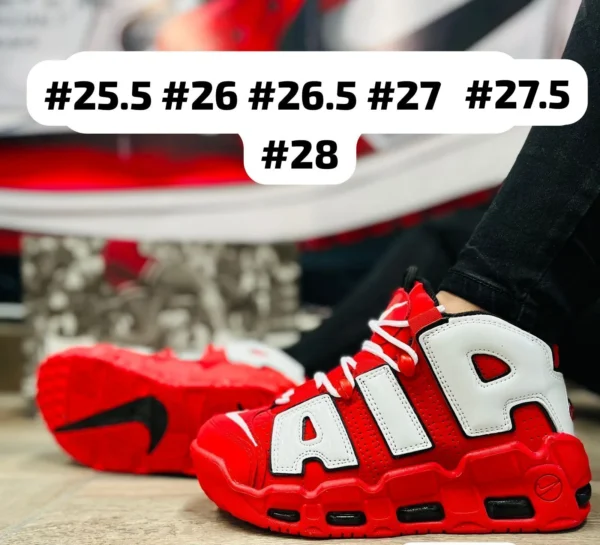 Tenis Air Uptempo rojos con blanco calidad espejo