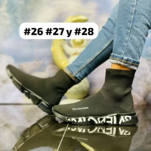 Tenis Balenciaga botin calceta negros con nombre calidad espejo