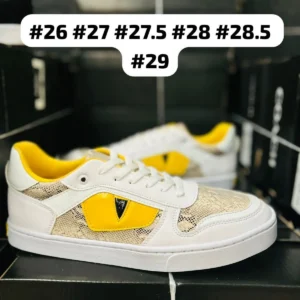 Tenis Fendi blancos con cafe y detalle en amarillo calidad espejo