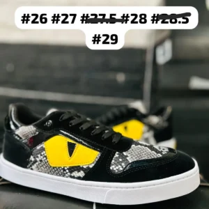 Tenis Fendi negros con gris y detalle en amarillo calidad espejo