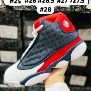 Tenis Jordan 13 grises con rojo y blanco calidad espejo