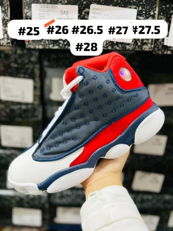 Tenis Jordan 13 grises con rojo y blanco calidad espejo