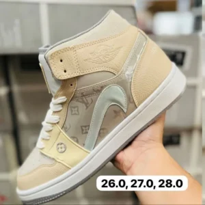 Tenis Jordan Louis Vuitton beige con cafe calidad espejo