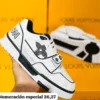 Tenis Louis Vuitton version 2 blancos con detalles en negro calidad espejo