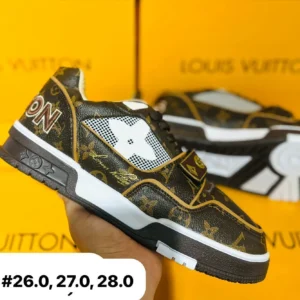 Tenis Louis Vuitton version 2 cafe con dorado calidad espejo