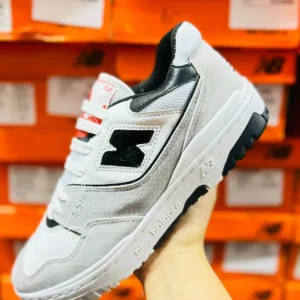 Tenis New Balance 550 blancos con gris y negro calidad premium