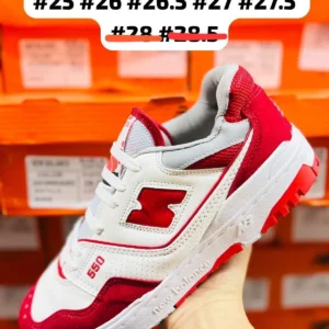Tenis New Balance 550 blancos con rojo calidad premium