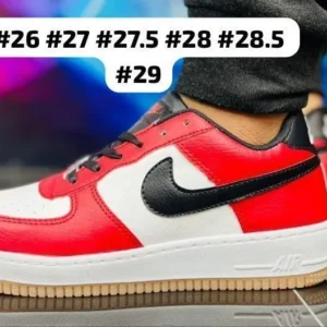 Tenis Nike AF1 LV07 rojos con blanco y negro calidad premium