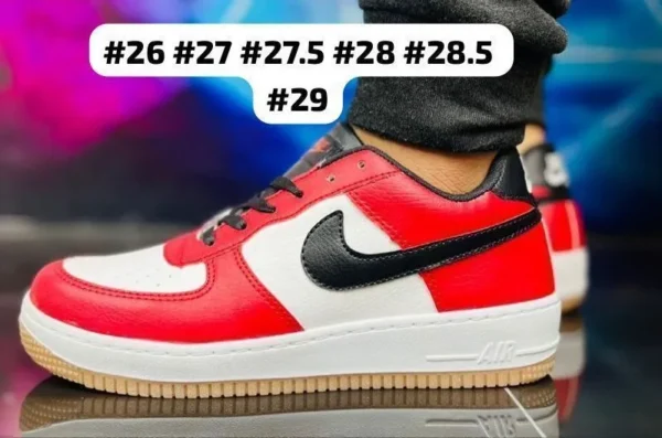 Tenis Nike AF1 LV07 rojos con blanco y negro calidad premium