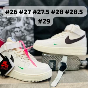 Tenis Nike AF1 Mid blancos con negro calidad espejo