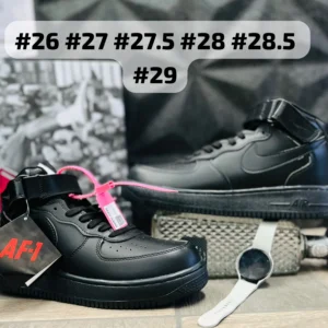 Tenis Nike AF1 Mid negros calidad espejo