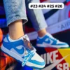 Tenis Nike Dunk Classic blancos con azul marino premium
