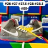 Tenis Nike Dunk bota bordado gris con blanco y detalles en rojo calidad espejo