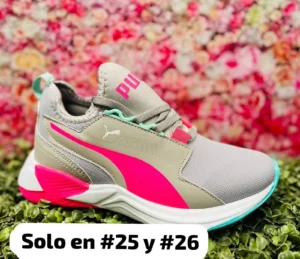 Tenis Puma Cristal gris con rosa