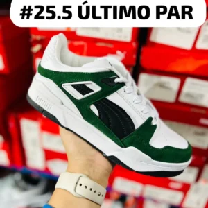 Tenis Puma Hilux Choclo blancos con verde y negro calidad premium