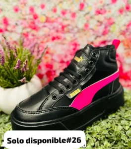 Tenis Puma Mid botin negros con rosa