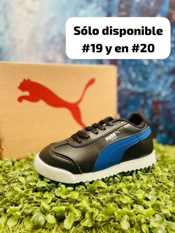 Tenis Puma Roma negros con azul