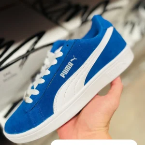Tenis Puma Smash Gamuza azul con blanco