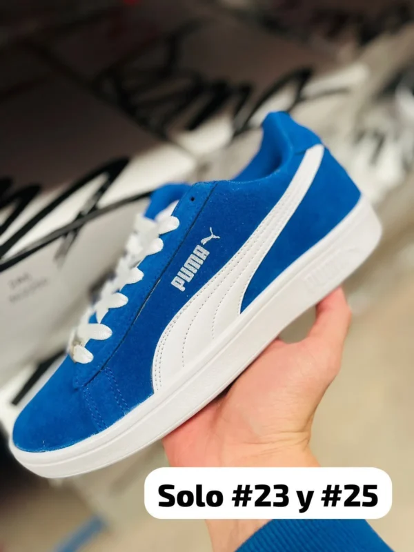Tenis Puma Smash Gamuza azul con blanco