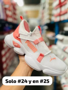 Tenis Puma Woman Sport blancon con salmon