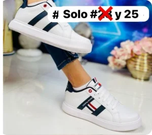 Tenis Tommy hilfiger blancos con azul marino y rojo