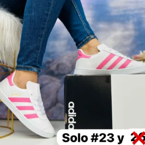 Tenis adidas gazelle blancos con rosa