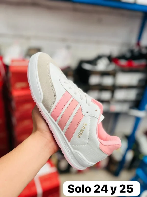 Tenis adidas samba blancos con rosa