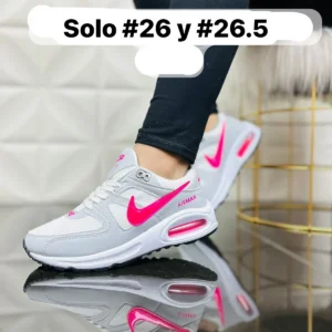 Tenis air max blancos con gris y fushia
