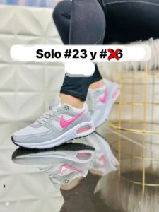Tenis air max blancos con gris y rosa