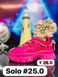 Tenis barbie plataforma rosas