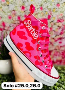 Tenis converse botin barbie rosas con manchas rojas