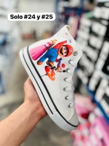 Tenis converses bota personajes blancos de mario y peach