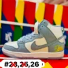 Tenis dunk bota blancos con azul cielo