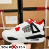 Tenis jordan retro 4 blancos con negro y rojo