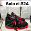 Tenis jordan retro 4 negros con rojo y detalles en rojo