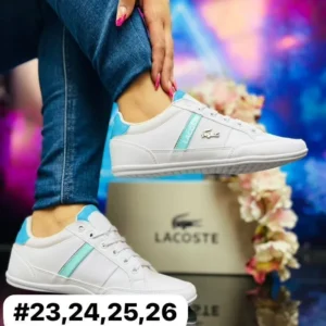 Tenis lacoste blancos con azul