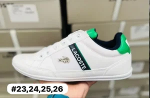 Tenis lacoste blancos con verde