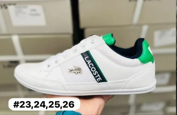 Tenis lacoste blancos con verde