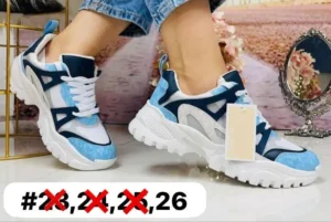 Tenis mk nick premium blancos con azul marino y azul cielo