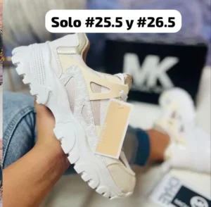 Tenis mk nick premium rosa palo con beige